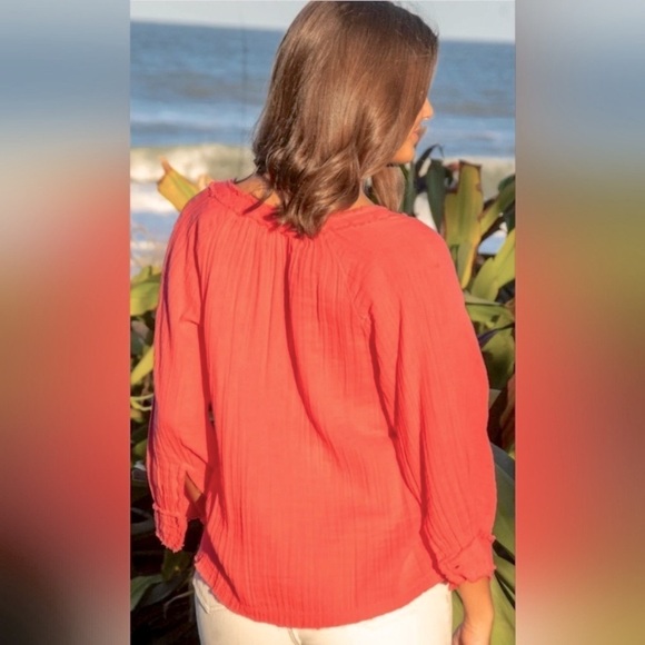 NWOT Robyn Cotton Gauze Top in coral size medium - Picture 2 of 9
